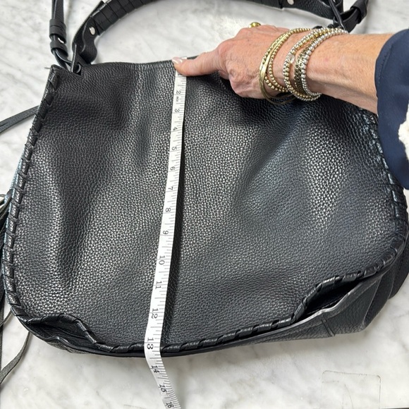 All Saints Black Pebbled Leather Mori Convertible Shoulder Bag /Satchel - Picture 11 of 16